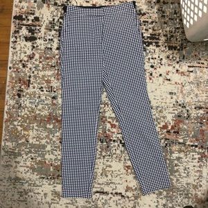 Zara Blue and White Gingham Trousers with Elastic Waist